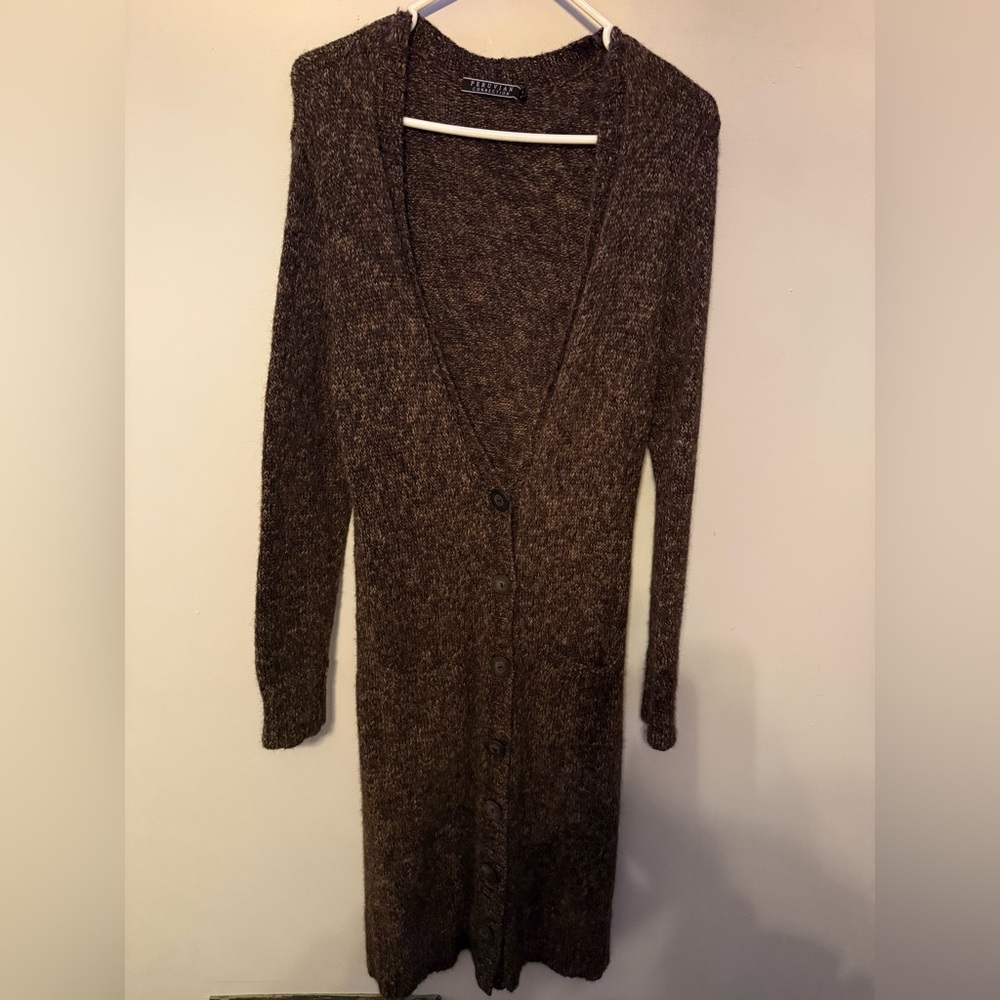 Peruvian Connection Dark Brown Cardigan Sweater